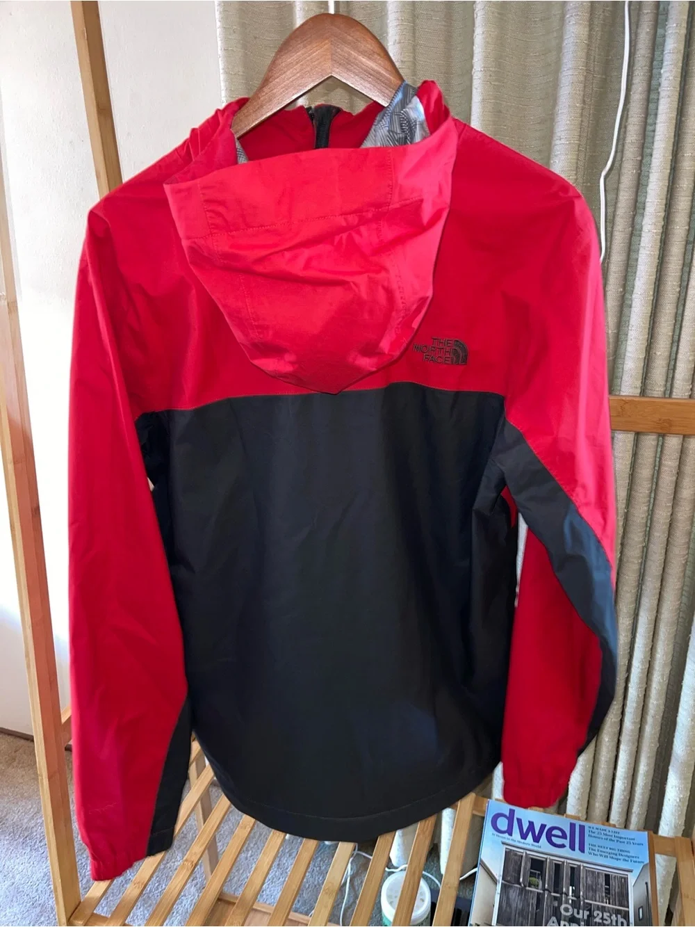 The North Face Red and Black Hooded Rain Jacket